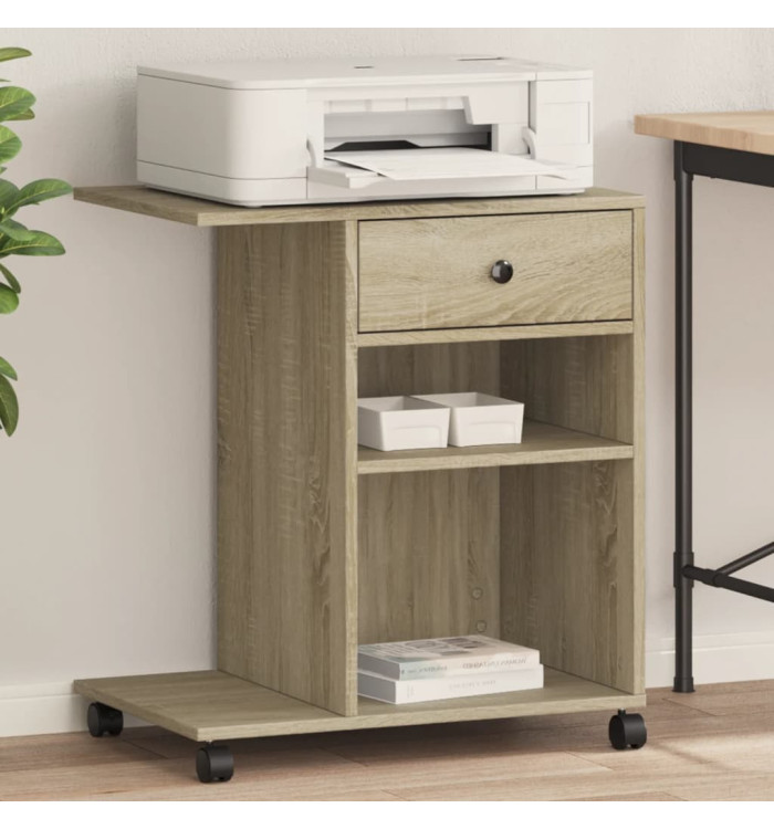 Support d'imprimante avec roulettes chêne sonoma 60x40x68,5 cm | Mobilier & Déco