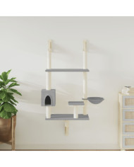 Arbre à chat mural avec griffoir gris clair 153 cm | Mobilier & Déco