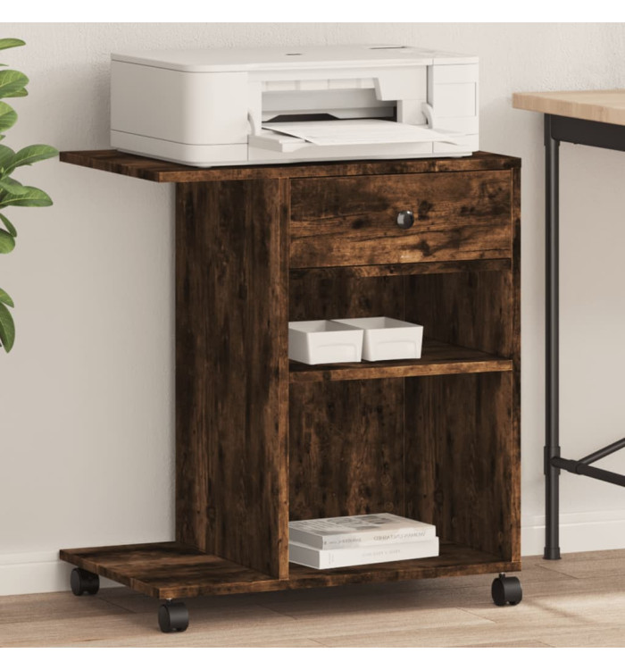 Support d'imprimante avec roulettes chêne fumé 60x40x68,5 cm | Mobilier & Déco