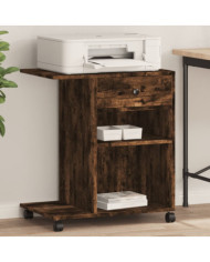 Support d'imprimante avec roulettes chêne fumé 60x40x68,5 cm | Mobilier & Déco