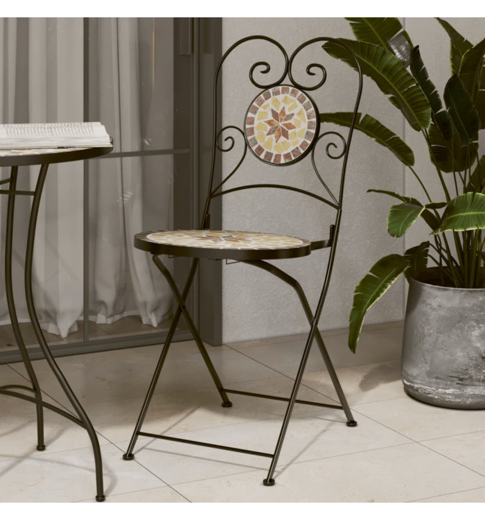 Chaises de bistro pliables lot de 2 terre cuite blanc céramique | Mobilier & Déco