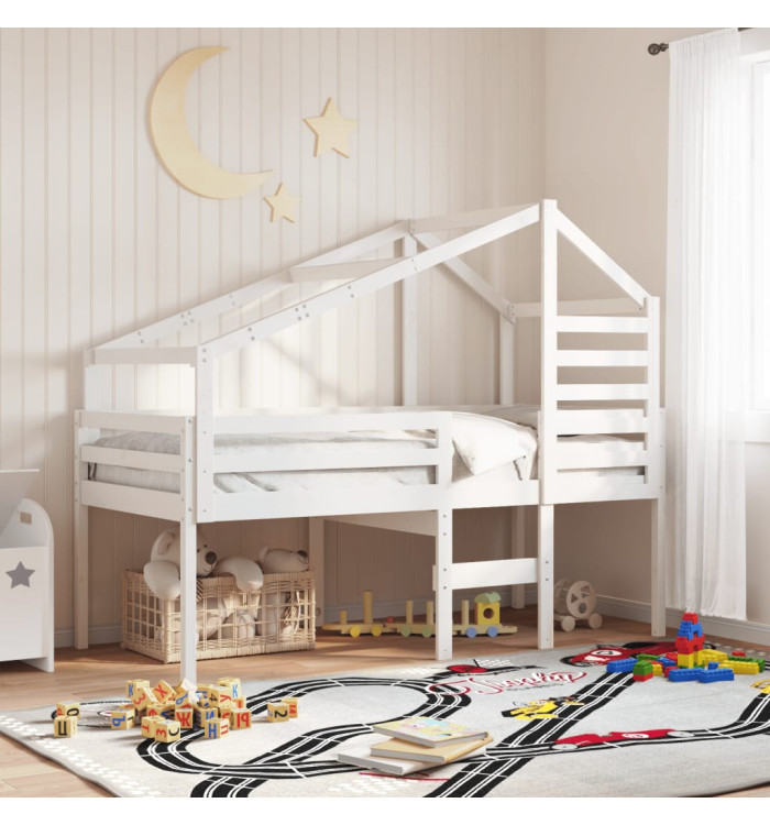 Toit de lit pour enfants blanc 198x97x113 cm bois de pin massif | Mobilier & Déco