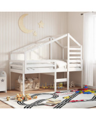Toit de lit pour enfants blanc 198x97x113 cm bois de pin massif | Mobilier & Déco