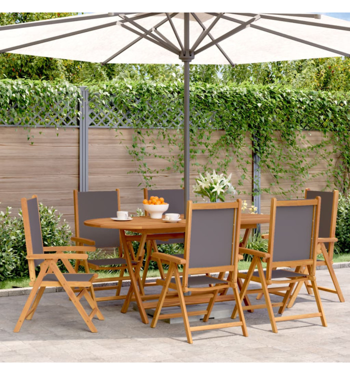 Chaises inclinables de jardin lot de 6 tissu et bois massif | Mobilier & Déco