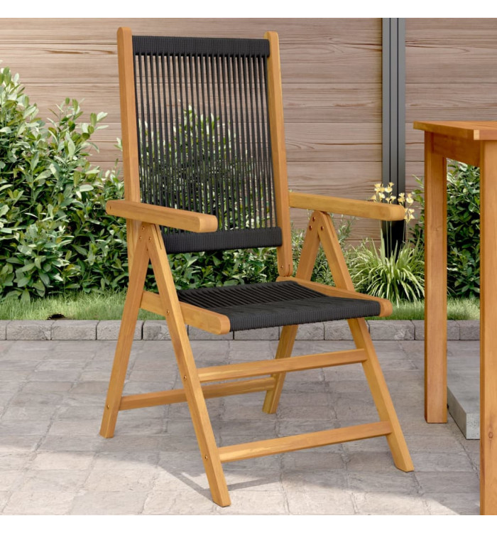 Chaises de jardin lot de 2 noir bois d'acacia et polypropylène | Mobilier & Déco