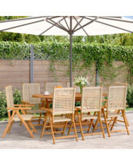 Chaises inclinables de jardin lot de 8 beige rotin bois massif | Mobilier & Déco