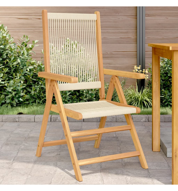 Chaises de jardin lot de 2 beige bois d'acacia et polypropylène | Mobilier & Déco