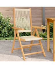 Chaises de jardin lot de 2 beige bois d'acacia et polypropylène | Mobilier & Déco