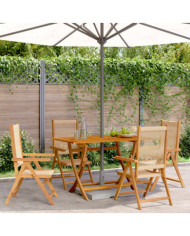 Chaises inclinables de jardin lot de 4 beige bois massif acacia | Mobilier & Déco