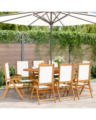 Chaises inclinables de jardin lot de 8 tissu et bois massif | Mobilier & Déco
