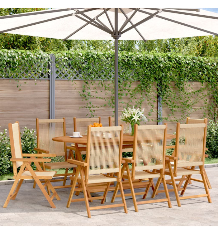 Chaises inclinables de jardin lot de 8 beige bois massif acacia | Mobilier & Déco