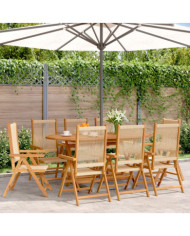 Chaises inclinables de jardin lot de 8 beige bois massif acacia | Mobilier & Déco