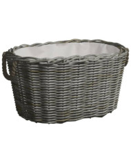 Panier à bois de chauffage avec poignées 59x42x28 cm Gris Saule | Mobilier & Déco
