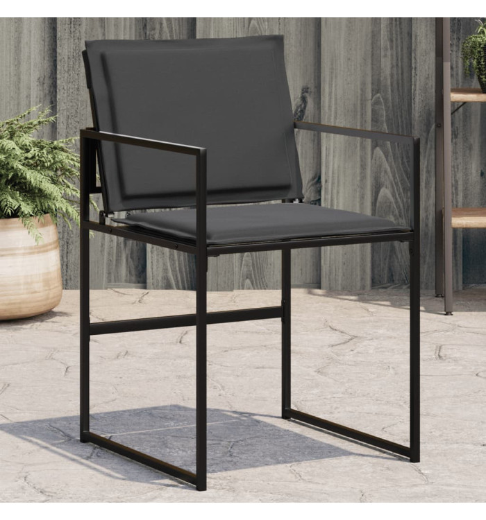 Chaises de jardin et coussins lot de 4 noir acier et textilène | Mobilier & Déco