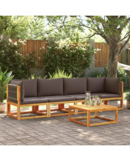 Salon de jardin avec coussins 4 pcs bois d'acacia massif | Mobilier & Déco