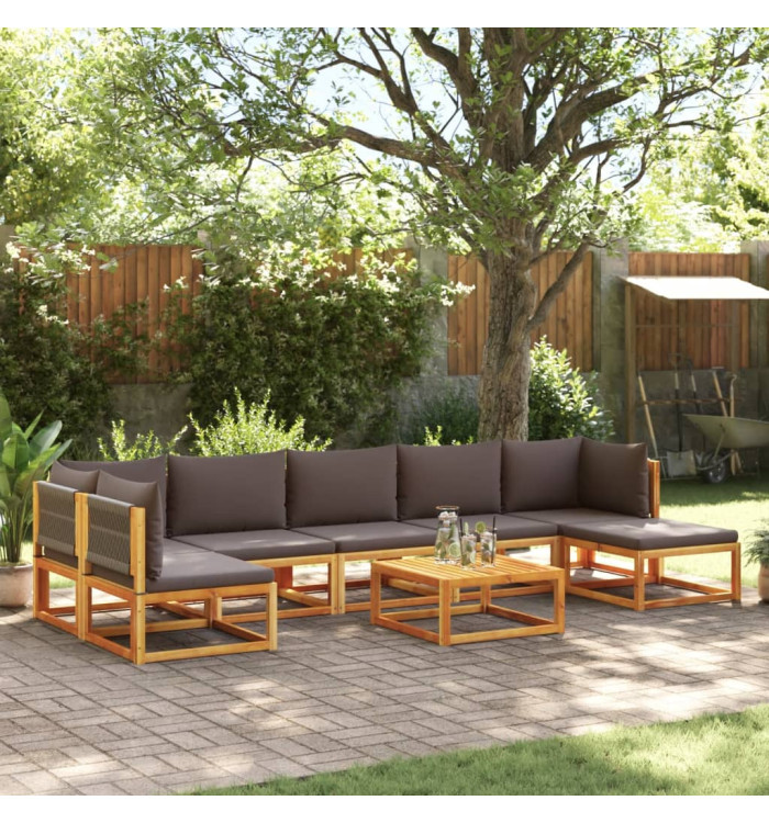 Salon de jardin avec coussins 8 pcs bois massif d'acacia | Mobilier & Déco