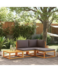Salon de jardin avec coussins 4 pcs bois d'acacia massif | Mobilier & Déco