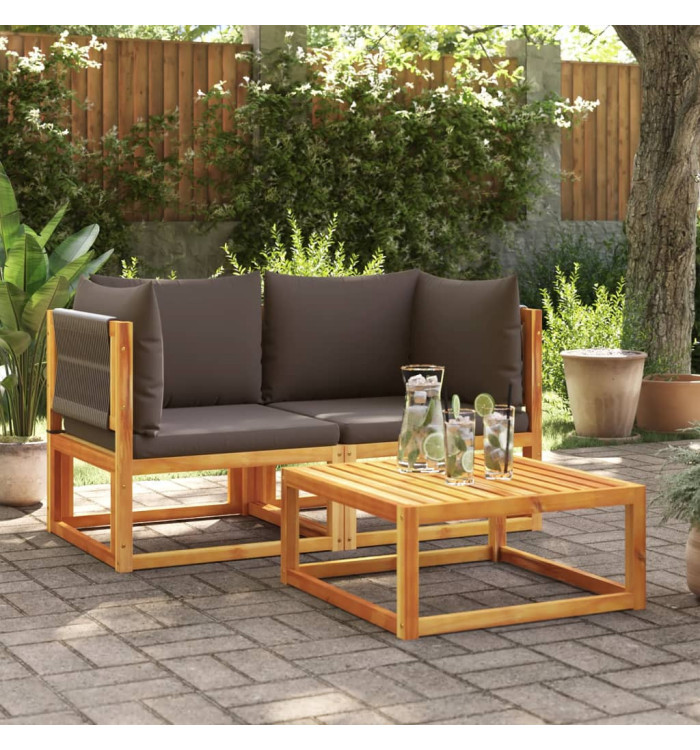 Canapés d'angle de jardin et coussins 2pcs bois massif d'acacia | Mobilier & Déco