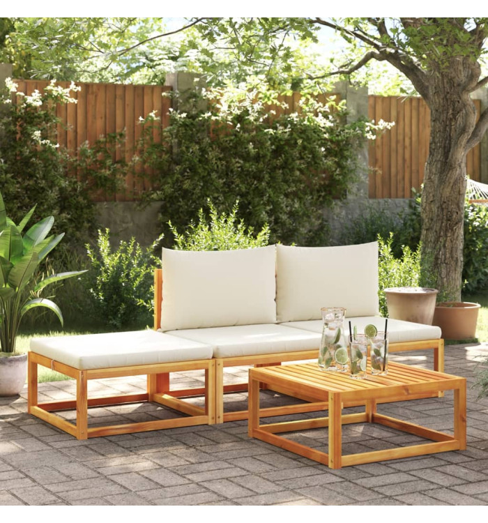 Salon de jardin avec coussins 4 pcs bois d'acacia massif | Mobilier & Déco