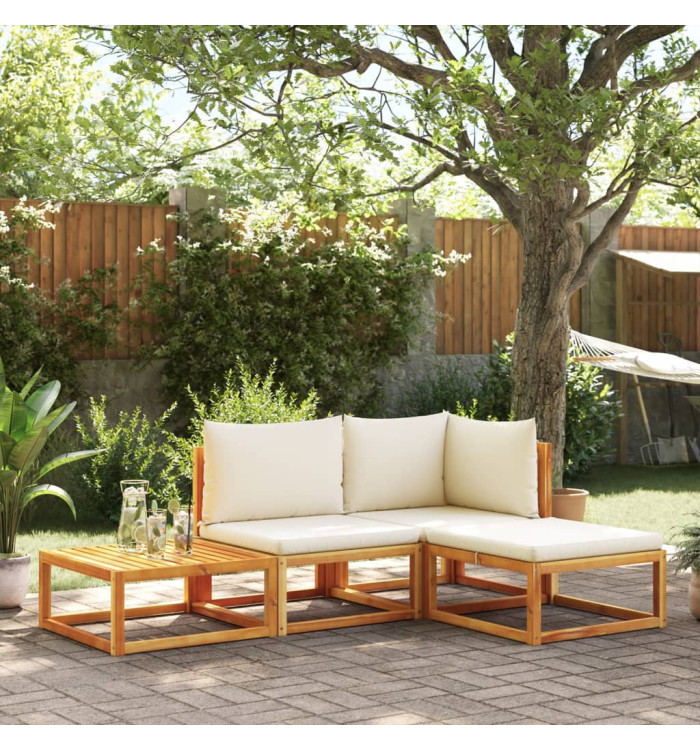 Salon de jardin avec coussins 4 pcs bois d'acacia massif | Mobilier & Déco