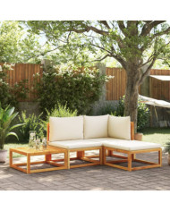 Salon de jardin avec coussins 4 pcs bois d'acacia massif | Mobilier & Déco