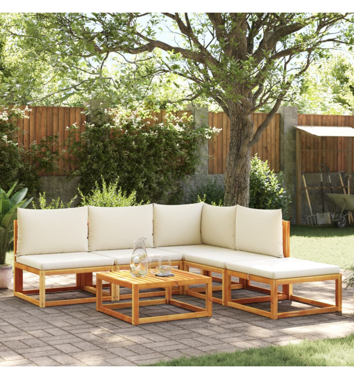 Salon de jardin avec coussins 6 pcs bois d'acacia solide | Mobilier & Déco