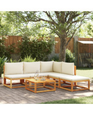 Salon de jardin avec coussins 6 pcs bois d'acacia solide | Mobilier & Déco