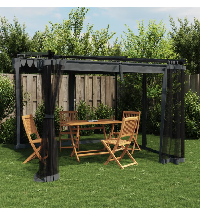 Tonnelle avec parois en filet anthracite 3x3 m acier | Mobilier & Déco