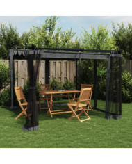 Tonnelle avec parois en filet anthracite 3x3 m acier | Mobilier & Déco