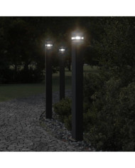 Lampadaires d'extérieur avec sortie 3 pcs noir 110 cm aluminium | Mobilier & Déco