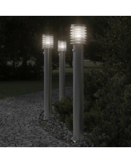Lampadaires d'extérieur avec capteurs 3 pcs acier inoxydable | Mobilier & Déco