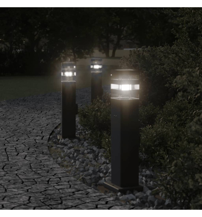 Lampadaires d'extérieur avec sortie 3 pcs noir 50 cm aluminium | Mobilier & Déco