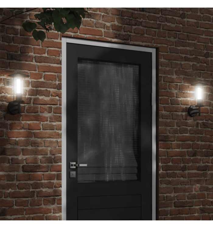 Appliques murales d'extérieur 2 pcs noir acier inoxydable | Mobilier & Déco