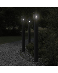 Lampadaires d'extérieur avec sortie 3 pcs noir acier inoxydable | Mobilier & Déco