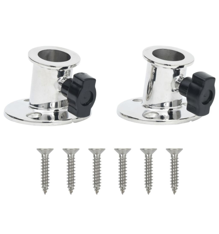 Base ronde de bimini pour tube de 26 mm 2 pcs inox | Mobilier & Déco