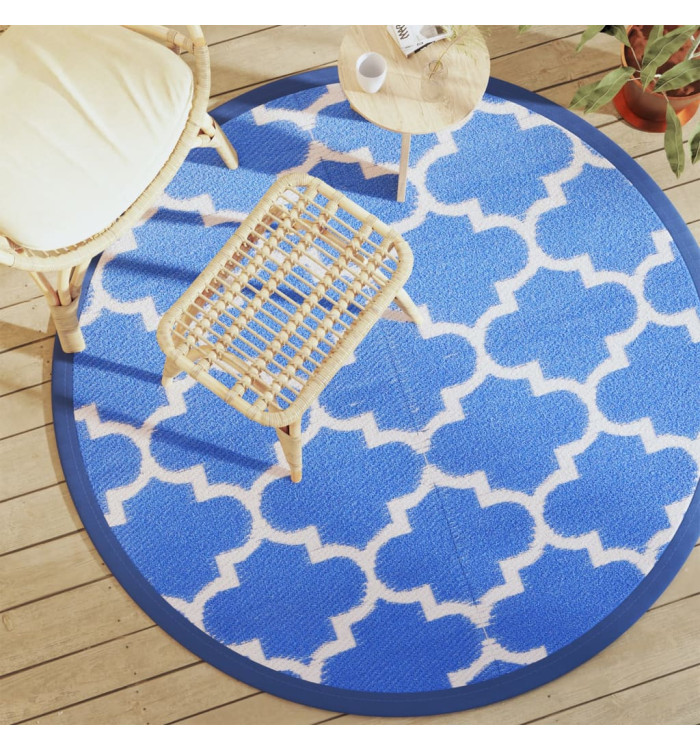 Tapis d'extérieur ARAKIL bleu Ø160 cm PP | Mobilier & Déco