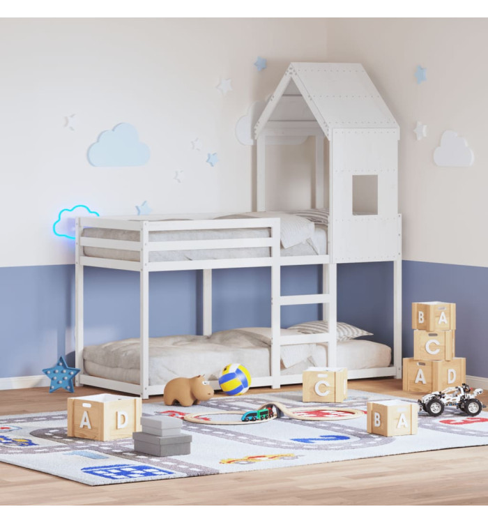 Toit de lit pour enfants blanc 60x99x139,5cm bois de pin massif | Mobilier & Déco