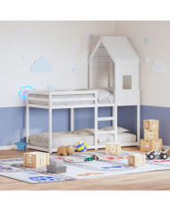 Toit de lit pour enfants blanc 60x99x139,5cm bois de pin massif | Mobilier & Déco