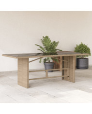 Table de jardin avec dessus en verre beige résine tressée | Mobilier & Déco