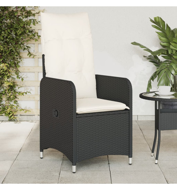 Chaises inclinables de jardin lot de 2 et coussins noir rotin | Mobilier & Déco