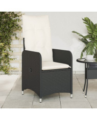 Chaises inclinables de jardin lot de 2 et coussins noir rotin | Mobilier & Déco