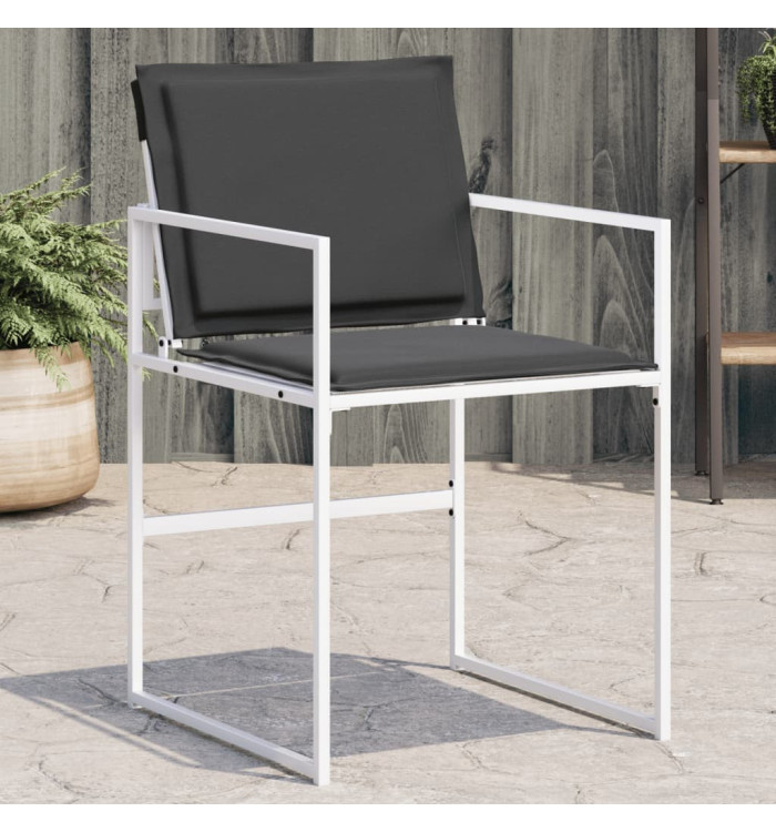 Chaises de jardin avec coussins lot de 4 blanc acier/textilène | Mobilier & Déco