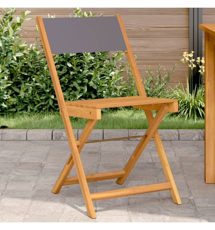 Chaises de bistrot lot de 2 anthracite bois acacia massif tissu | Mobilier & Déco