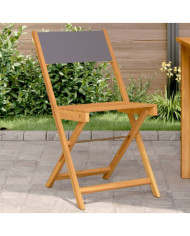 Chaises de bistrot lot de 2 anthracite bois acacia massif tissu | Mobilier & Déco