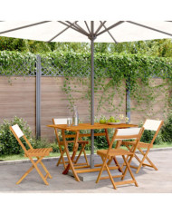 Chaises de jardin pliantes lot de 4 tissu et bois massif | Mobilier & Déco