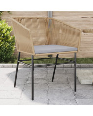 Chaises de jardin lot de 2 et coussins marron rotin | Mobilier & Déco