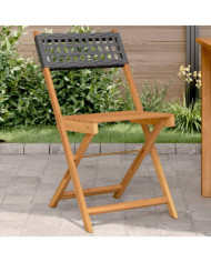 Chaises de bistrot lot de 2 noir bois massif d'acacia et rotin | Mobilier & Déco
