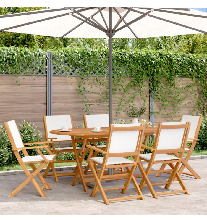 Chaises de jardin pliantes lot de 6 tissu et bois massif | Mobilier & Déco