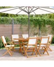 Chaises de jardin pliantes lot de 6 tissu et bois massif | Mobilier & Déco