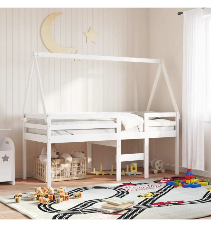 Toit de lit pour enfants blanc 199x95,5x88cm bois de pin massif | Mobilier & Déco